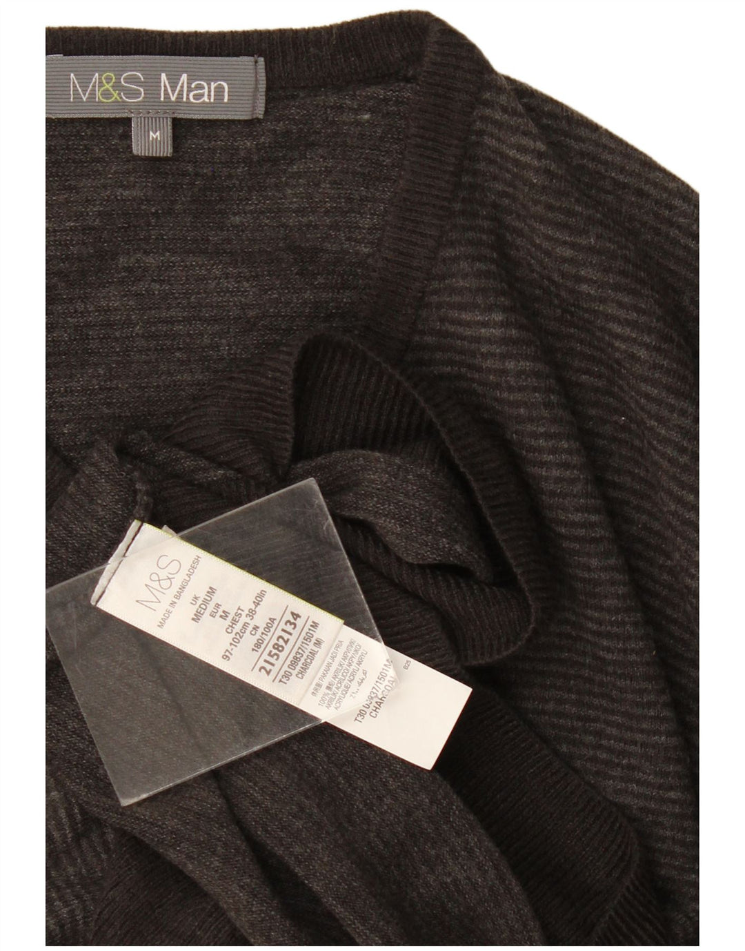 Marks & Spencer Herre V-hals sweater mellem grå stribet akryl