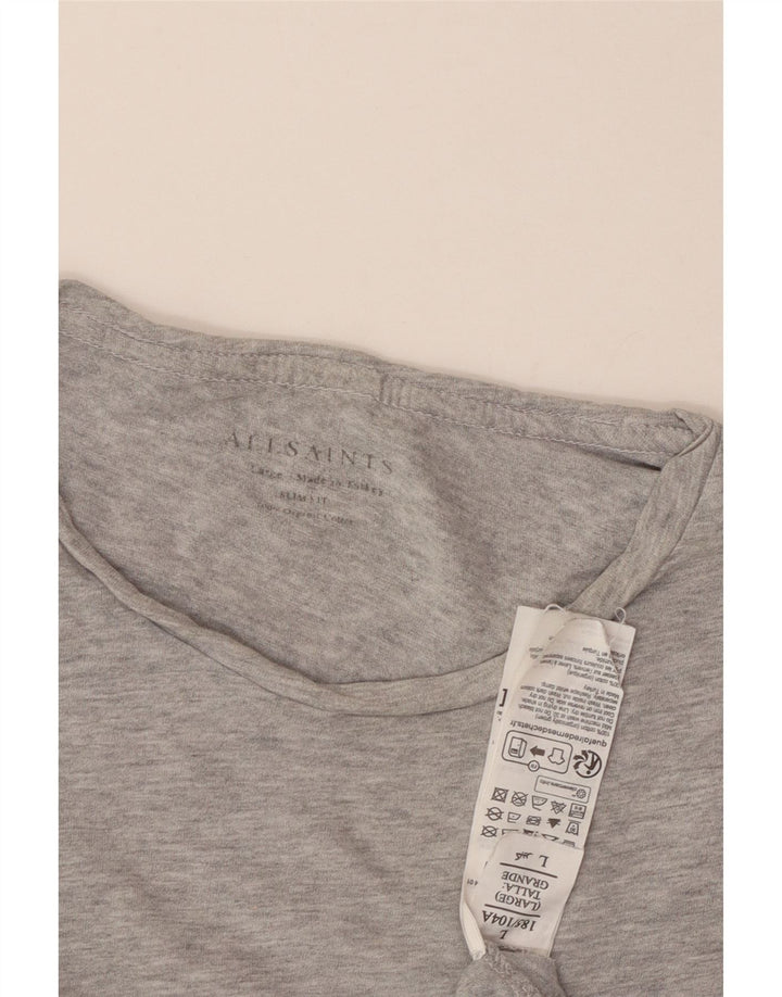 All Saints Herre Slim Fit T-Shirt Top Stor Grå Bomuld