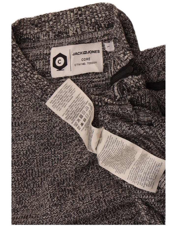 Jack & Jones Herre trøje med rund hals, stor grå flækket bomuld