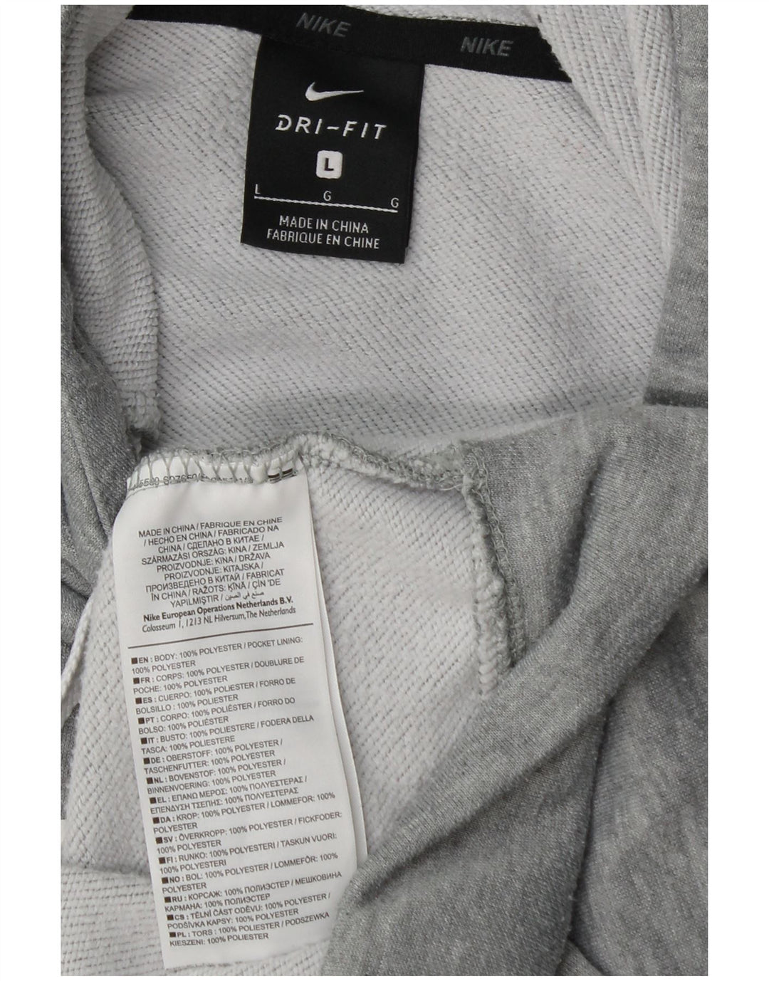 Nike Herre Dri Fit Grafisk Hoodie Jumper Large Grå Flecked Polyester