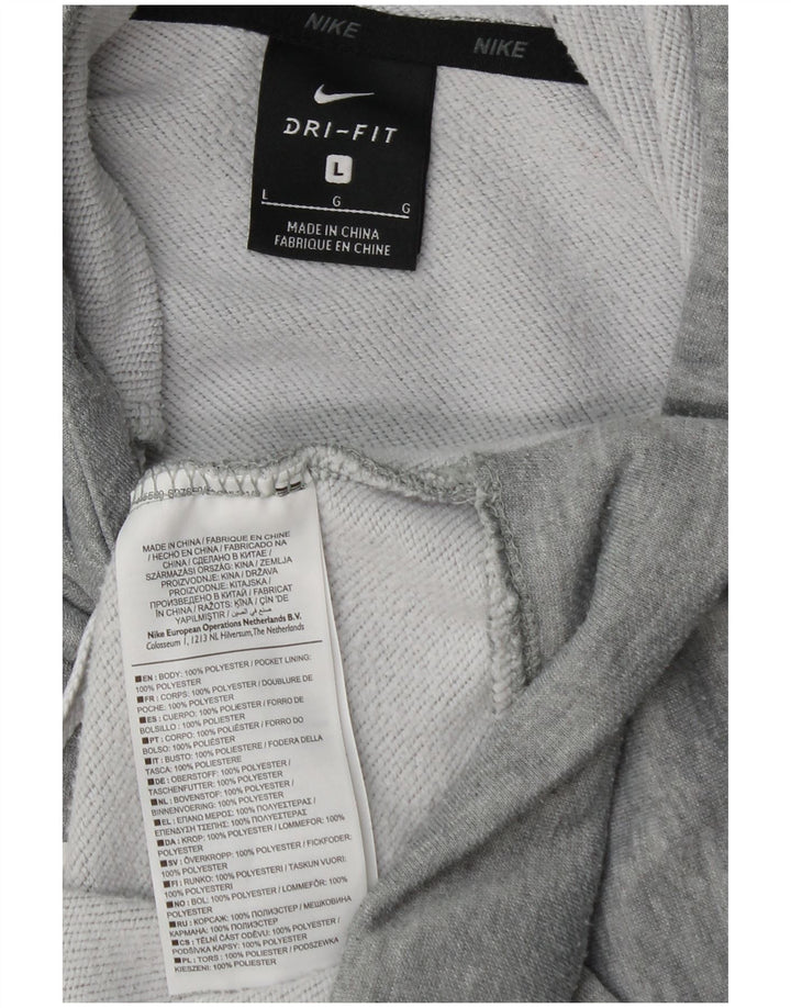 Nike Herre Dri Fit Grafisk Hoodie Jumper Large Grå Flecked Polyester