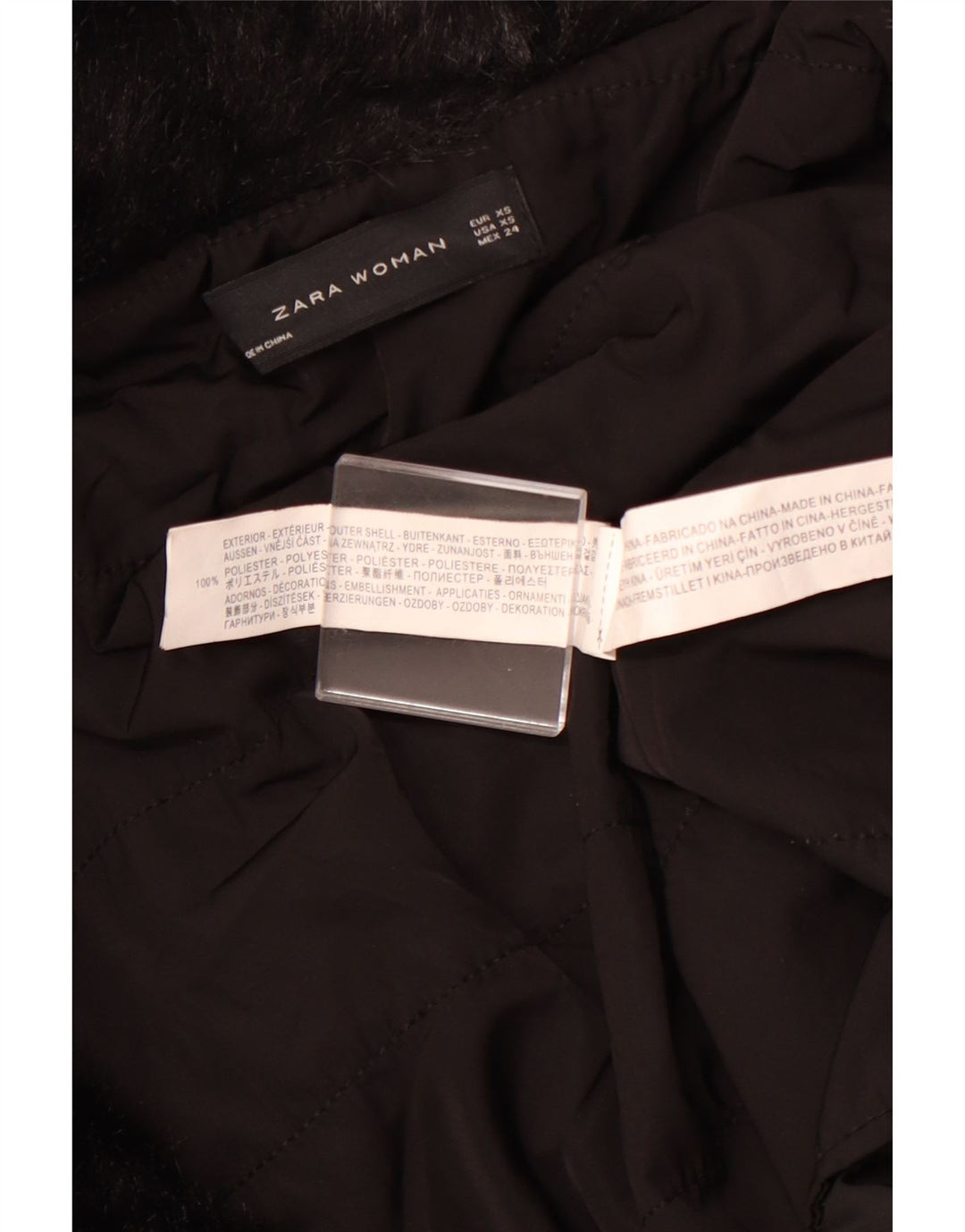 ZARA Dame Overfrakke UK 6 XS Sort Polyester