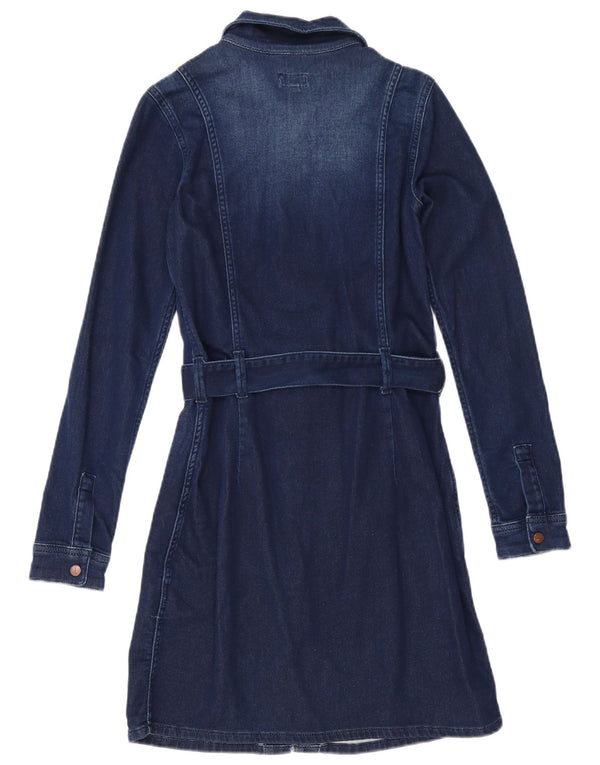 PEPE Jeans Womens Indigo Long Sleeve Denim Shirt Dress UK 8 Small Navy Blue