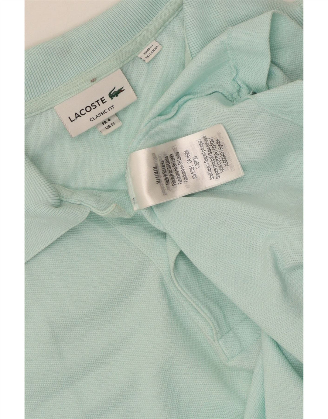 Lacoste herre klassisk pasform poloshirt størrelse 4 Medium turkis bomuld