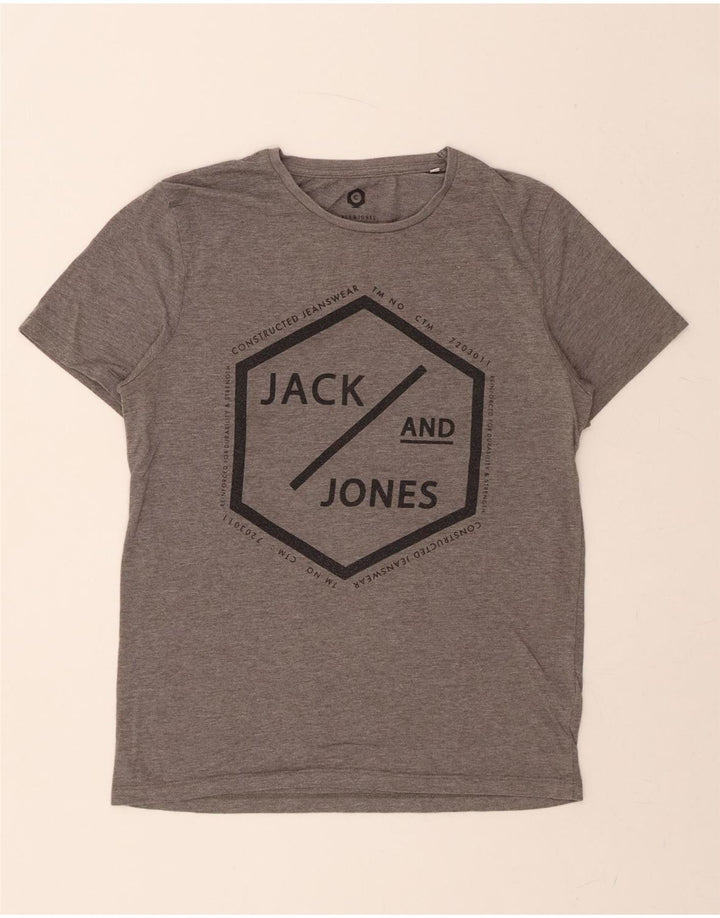 JACK & JONES Mens Graphic T-Shirt Top Medium Grey Cotton Vintage Jack & Jones and Second-Hand Jack & Jones from Messina Hembry 