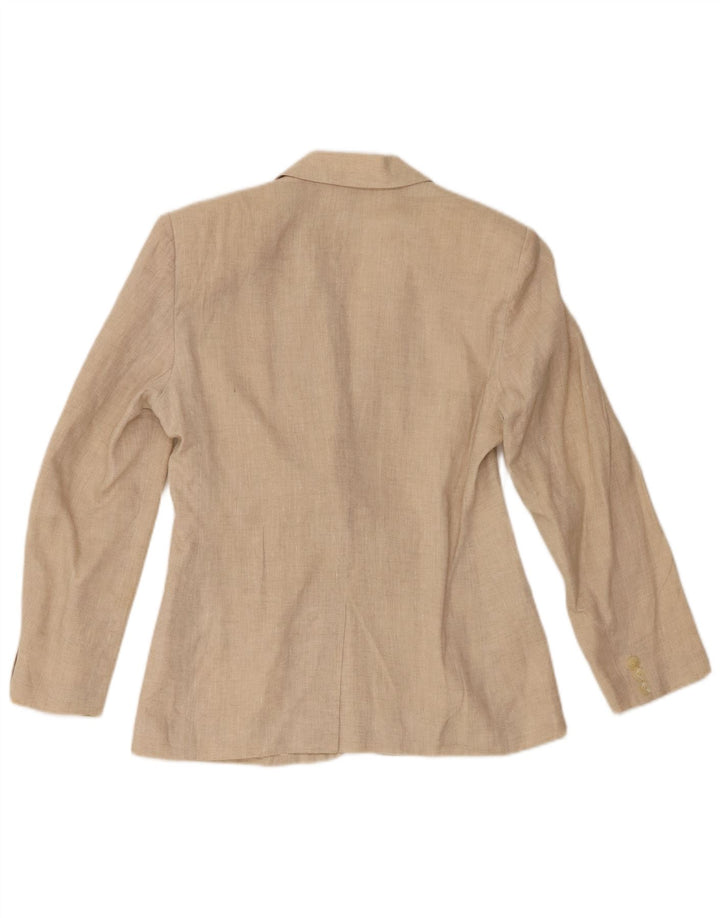 Benetton Dame 2 Button Blazer Jacket IT 40 Small Beige Linen
