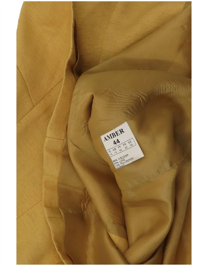 VINTAGE dame cardigantop med 1/2 ærmer UK 14 Medium Yellow Viscose