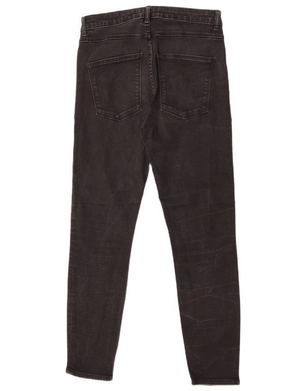 Zara Dame Højtalje Skinny Jeans EU 42 Large W32 L28 Sort Bomuld