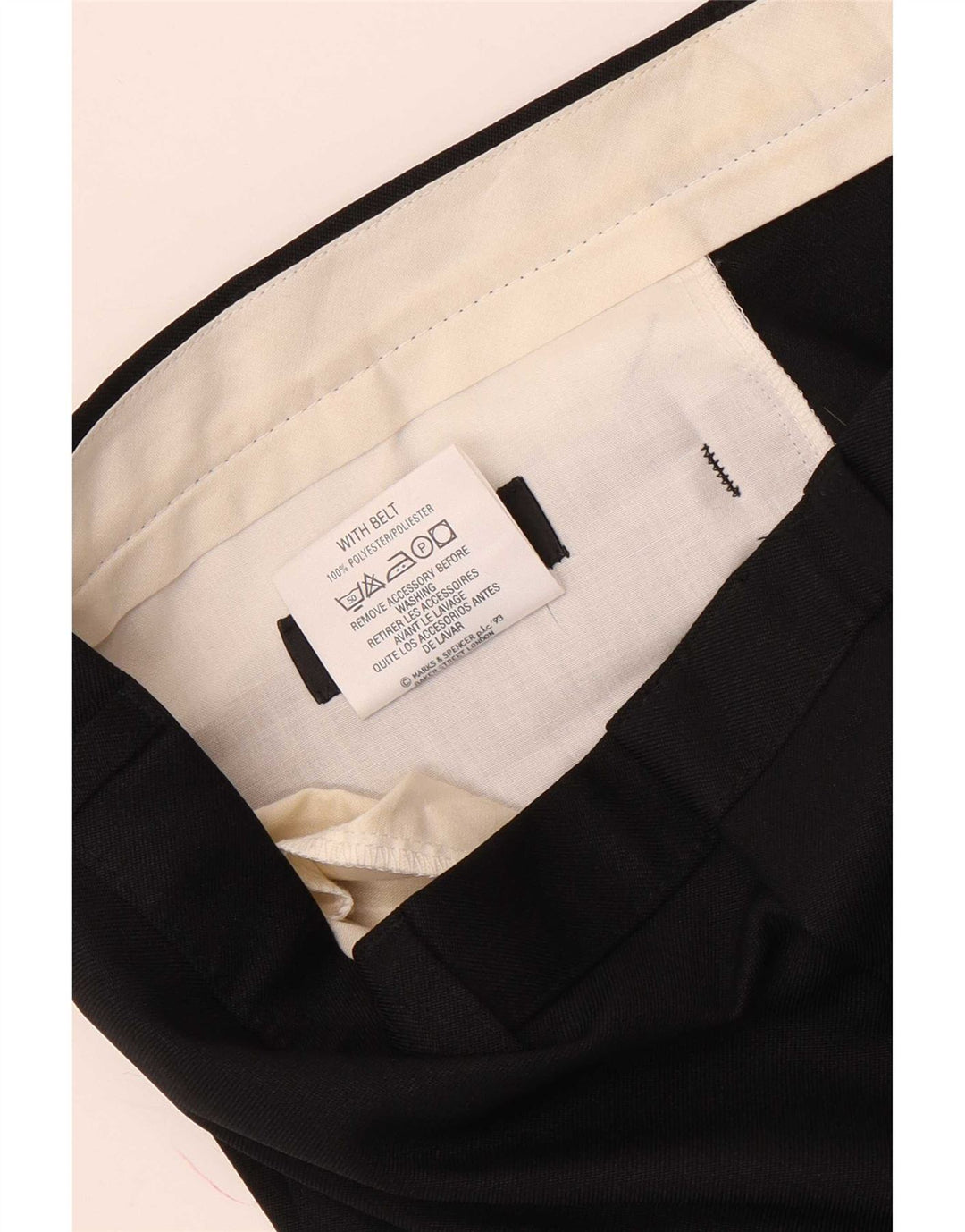 Marks & Spencer Straight Chino-bukser til mænd W38 L29 Sort polyester