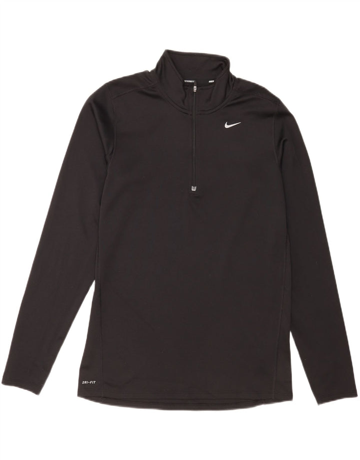 Nike Herre Running Zip Neck Top Langærmet Medium Sort Polyester
