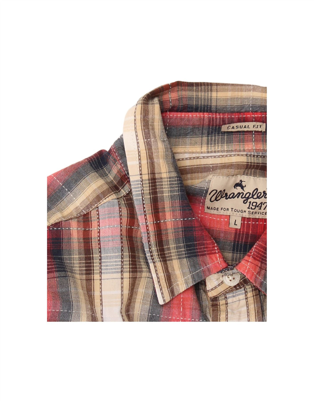 WRANGLER Mens Casual Fit Shirt Large Red Check Cotton Vintage Wrangler and Second-Hand Wrangler from Messina Hembry 