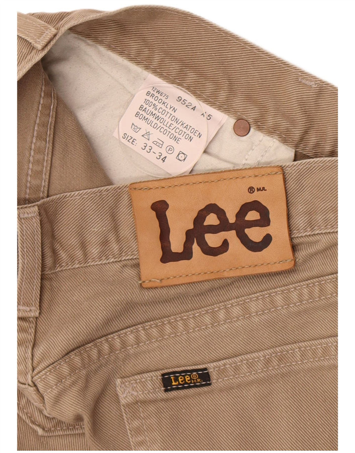 Lee Mens Brooklyn Straight Jeans W33 L34 Beige Bomuld