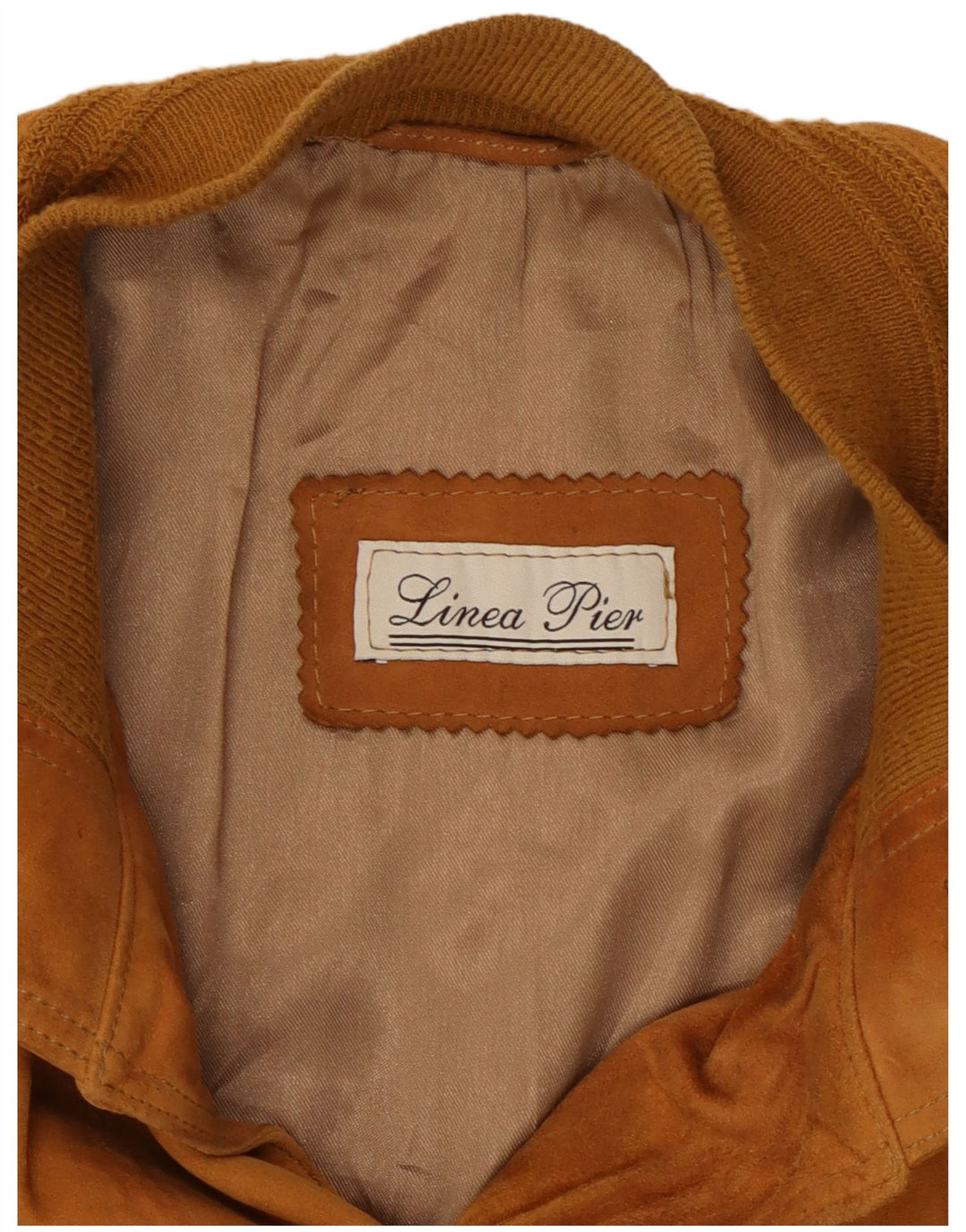 VINTAGE Bomberjakke i ruskind til mænd UK 38 Medium Beige Læder