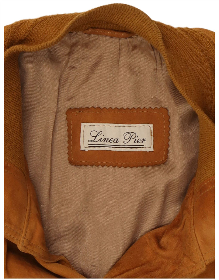 VINTAGE Bomberjakke i ruskind til mænd UK 38 Medium Beige Læder