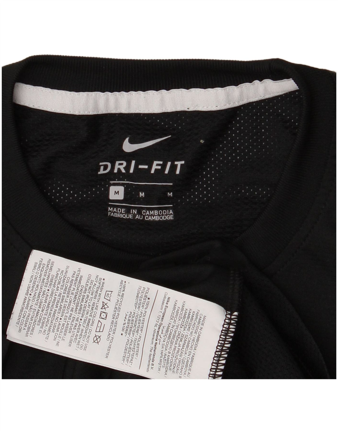 Nike Herre Dri Fit T-shirt Top Medium Sort Colourblock Polyester