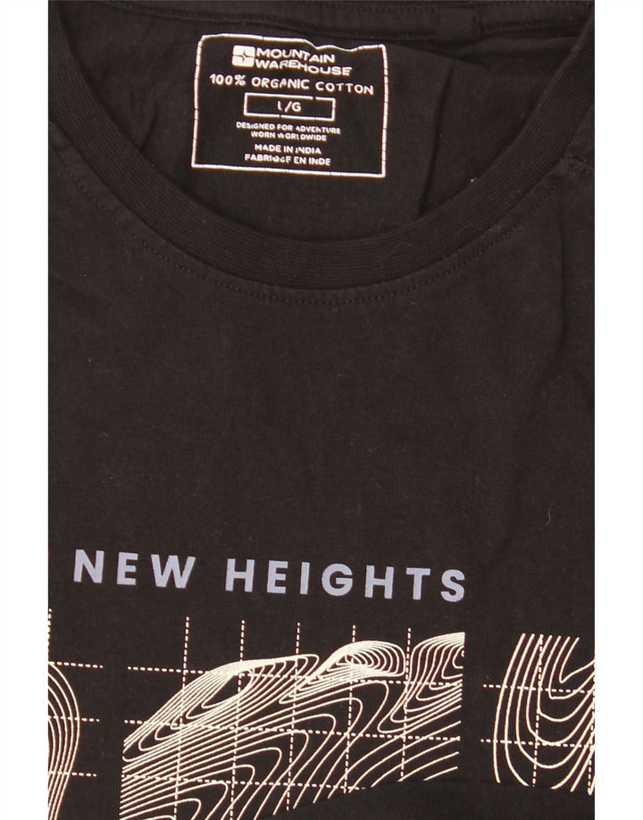 MOUNTAIN WAREHOUSE Herre Grafisk T-Shirt Top Stor Sort Bomuld