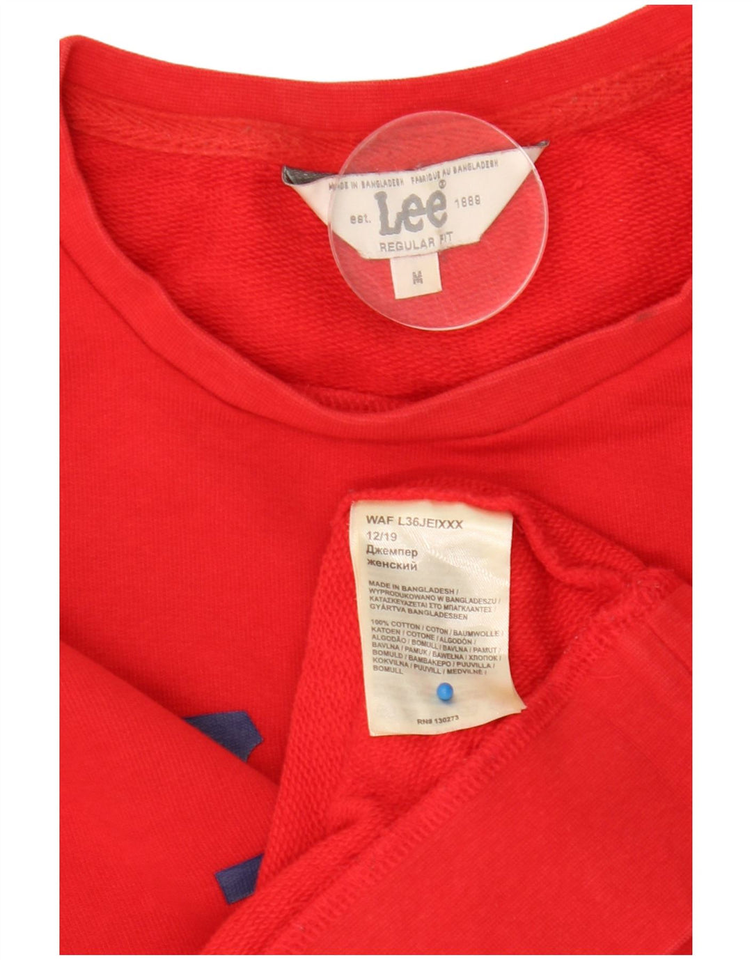 Lee Dame Grafisk Regular Fit Sweatshirt Jumper UK 14 Medium Rød Bomuld