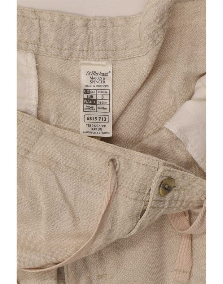 Marks & Spencer Womens Pegged Chino Shorts Medium W34 Beige Linen