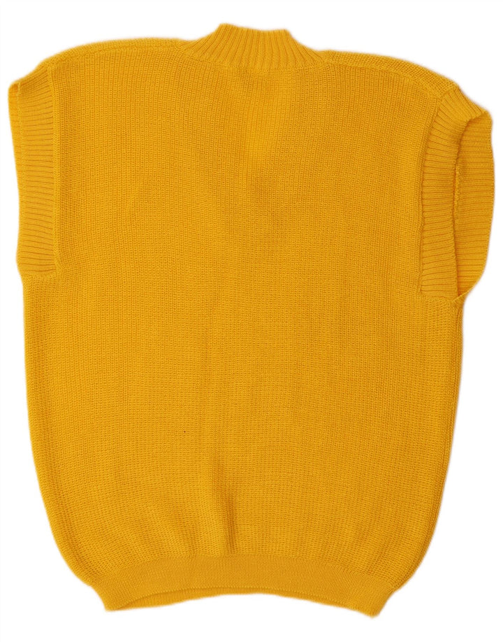 VINTAGE Womens Oversized Vest Tank Top UK 16 Large Yellow Polyacrylic