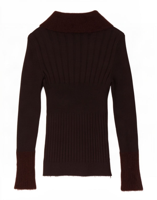 Trussardi Jeans Dame Cardigan Sweater UK 12 Medium Brown