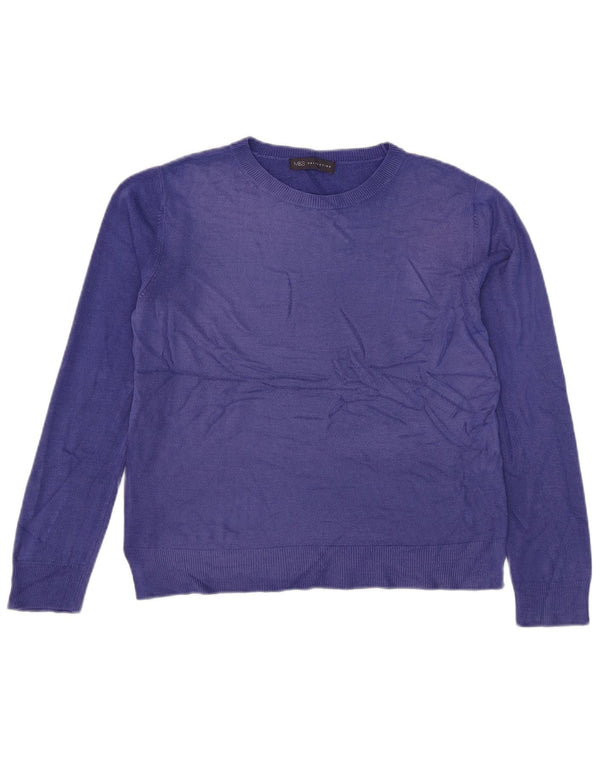 Marks & Spencer Dame Boat Neck Jumper Sweater UK 14 Stor Lilla Akryl