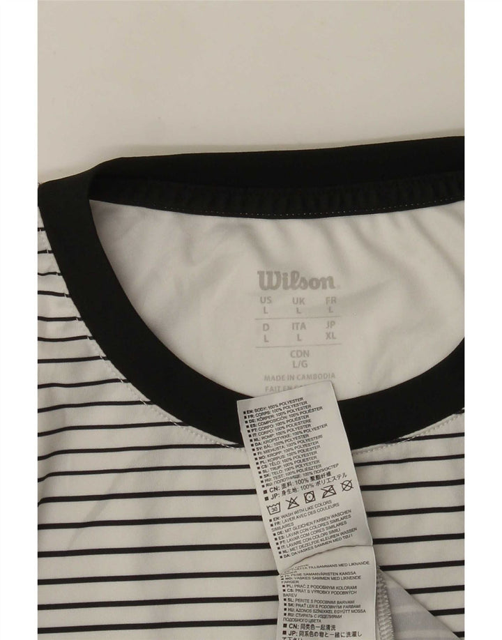 Wilson Herre T-shirt Top Stor hvid stribet polyester