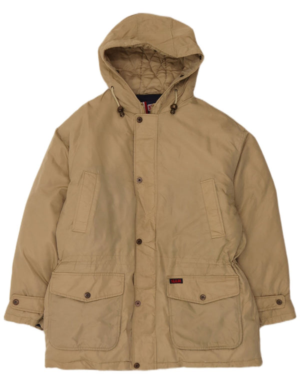 Slam Herre Hooded Loose Fit Polstret Frakke UK 38 Medium Beige Nylon