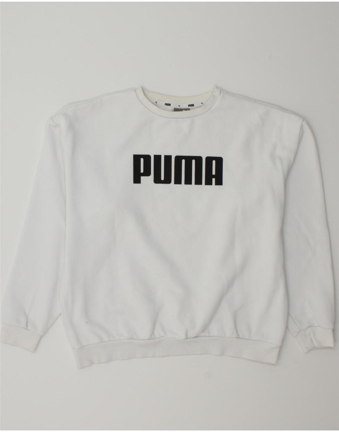 PUMA Womens Graphic Sweatshirt Jumper UK 16 Large White Cotton Vintage Puma and Second-Hand Puma from Messina Hembry 