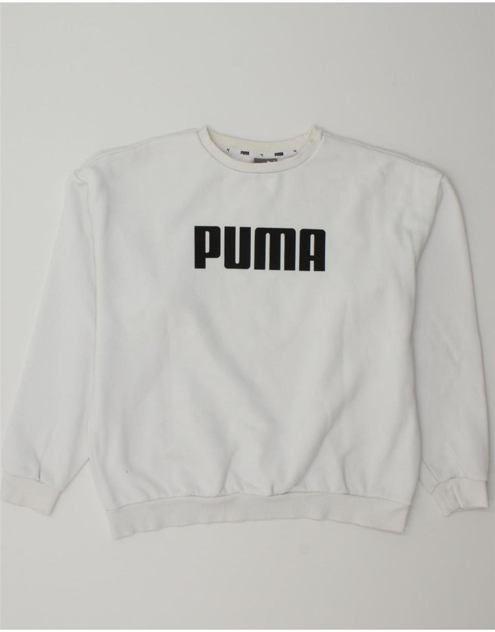 PUMA Womens Graphic Sweatshirt Jumper UK 16 Large White Cotton Vintage Puma and Second-Hand Puma from Messina Hembry 