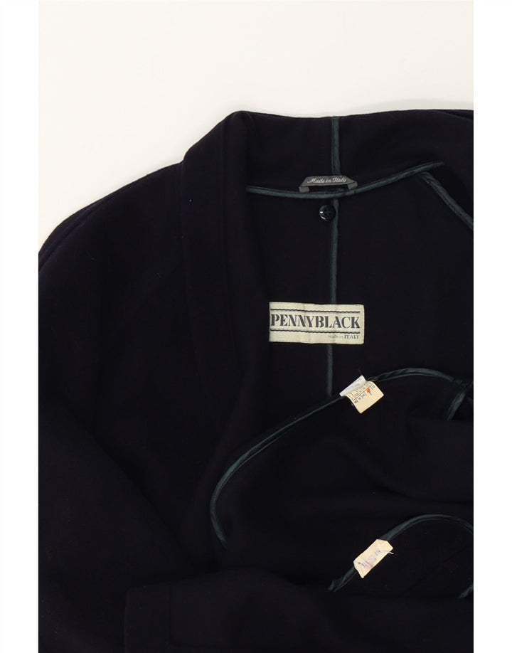 PENNY BLACK Womens Open Overcoat UK 16 Large Navy Blue Wool Vintage Penny Black and Second-Hand Penny Black from Messina Hembry 
