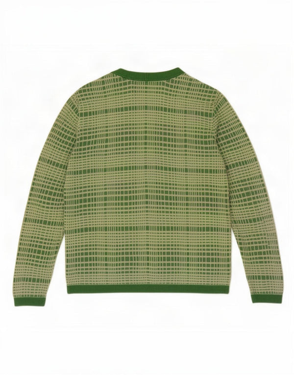 Cos Womens Cardigan Sweater UK 14 Medium Green Striped Viscose