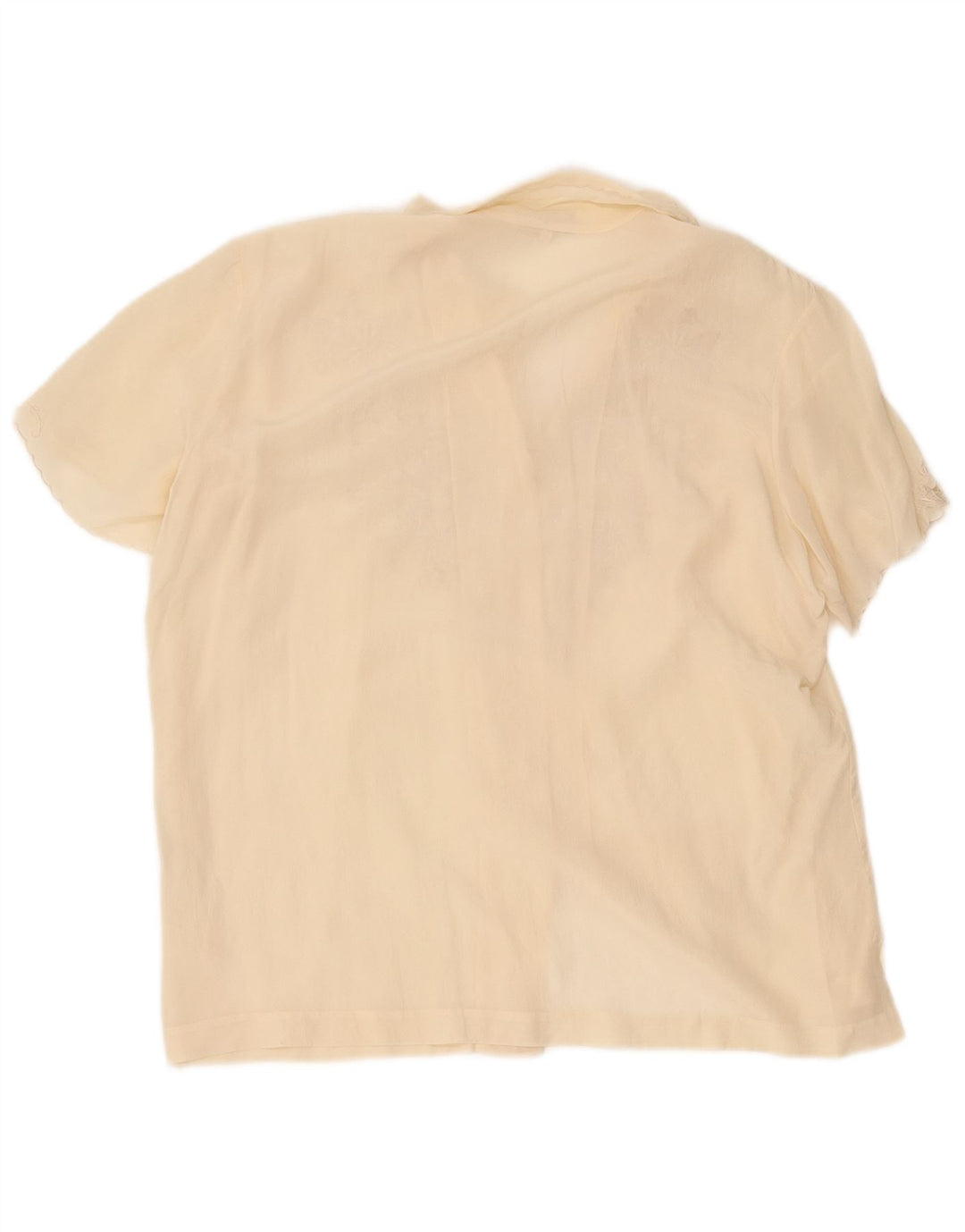 Vintage kortærmet skjortebluse til kvinder IT 42 Medium Off White Silke