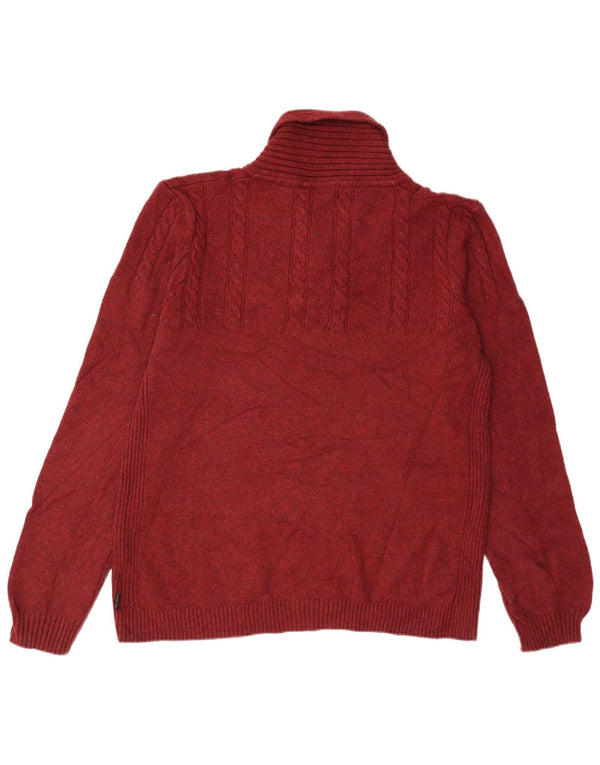 Ted Baker Herre Shawl Neck Jumper Sweater Størrelse 6 2XL Burgundy Cotton
