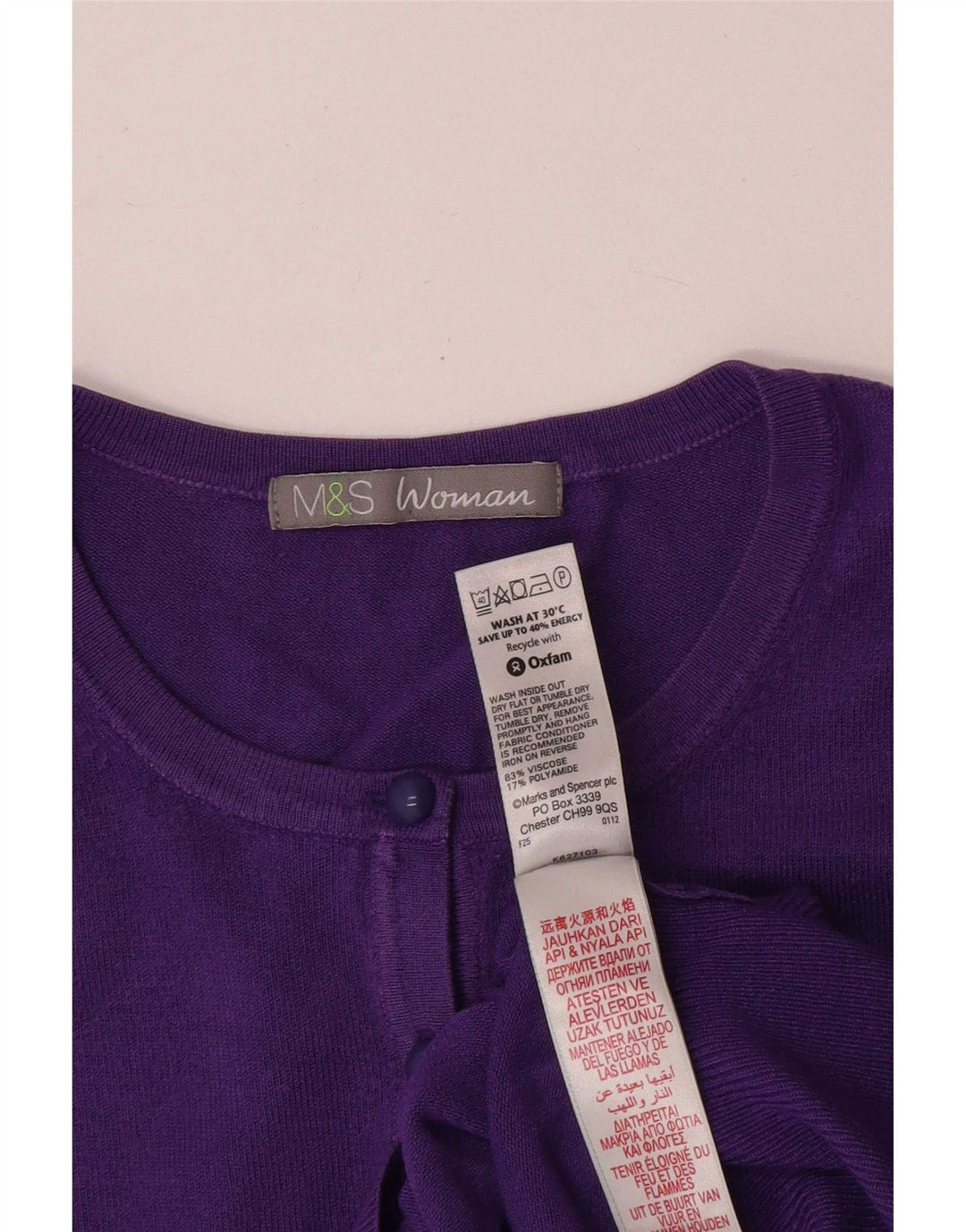 Marks & Spencer Dame Cardigan Sweater UK 10 Small Purple Viscose