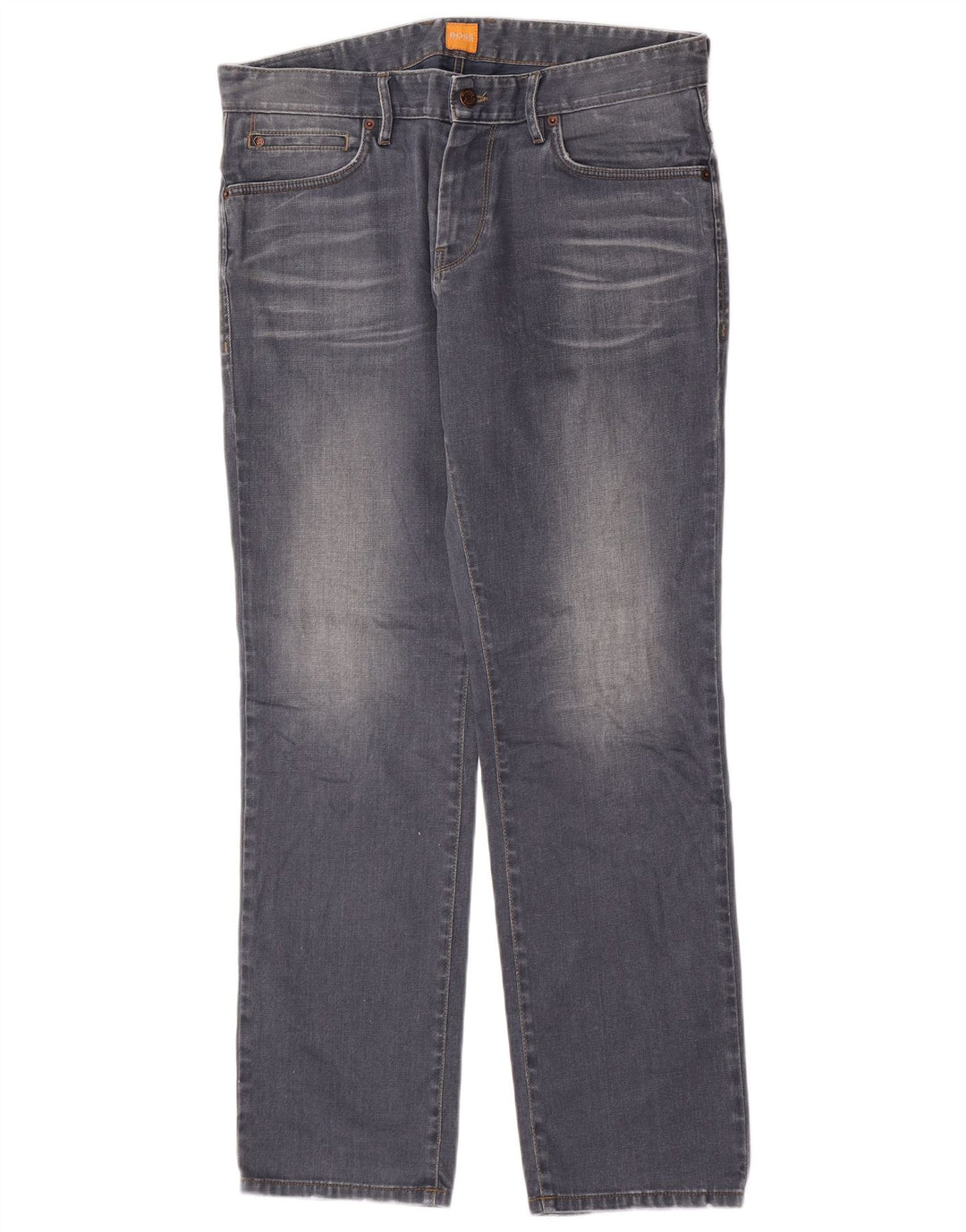 Hugo Boss Straight Jeans til mænd W34 L32 Grå bomuld