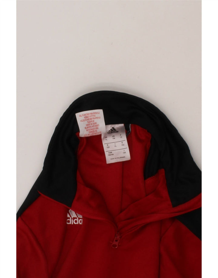 ADIDAS Boys Climalite Pullover Tracksuit Top 11-12 Years Red Colourblock Vintage Adidas and Second-Hand Adidas from Messina Hembry 