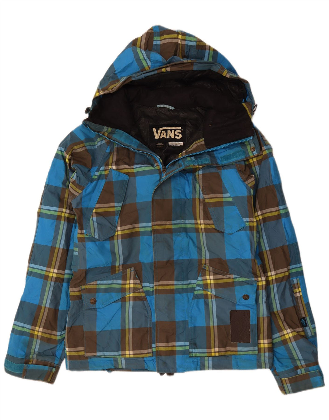Vans Herre Hooded Windbreaker Jacket UK 36 Small Blue Check Polyester