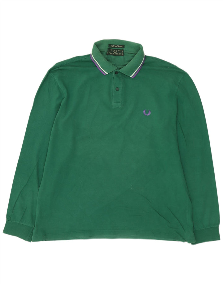 FRED PERRY Langærmet herre poloshirt Stor grøn bomuld