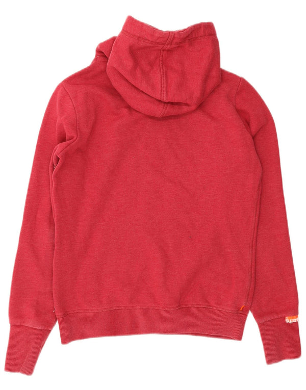 Superdry Womens Hooded Hoodie Jumper UK 10 Small Red Cotton