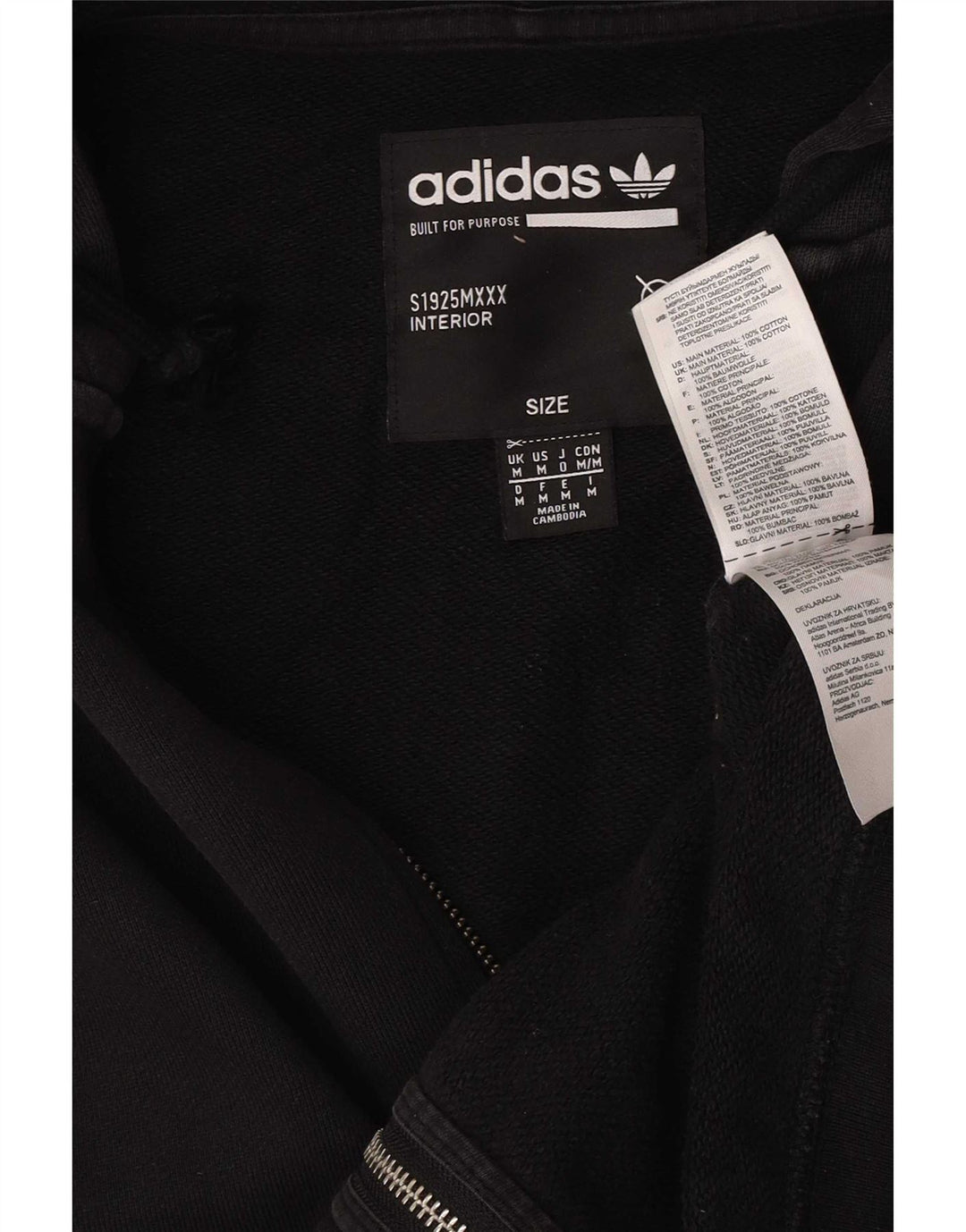 Adidas Herre grafisk hættetrøje med lynlås mellem sort bomuld