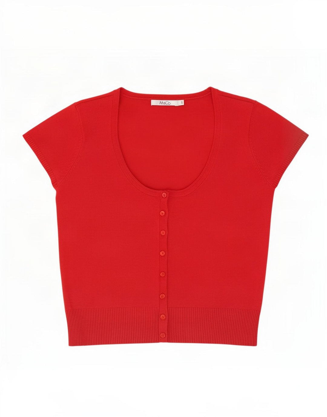 M&Co Dame Kortærmet Bluse Top UK 10 Lille Rød Polyester