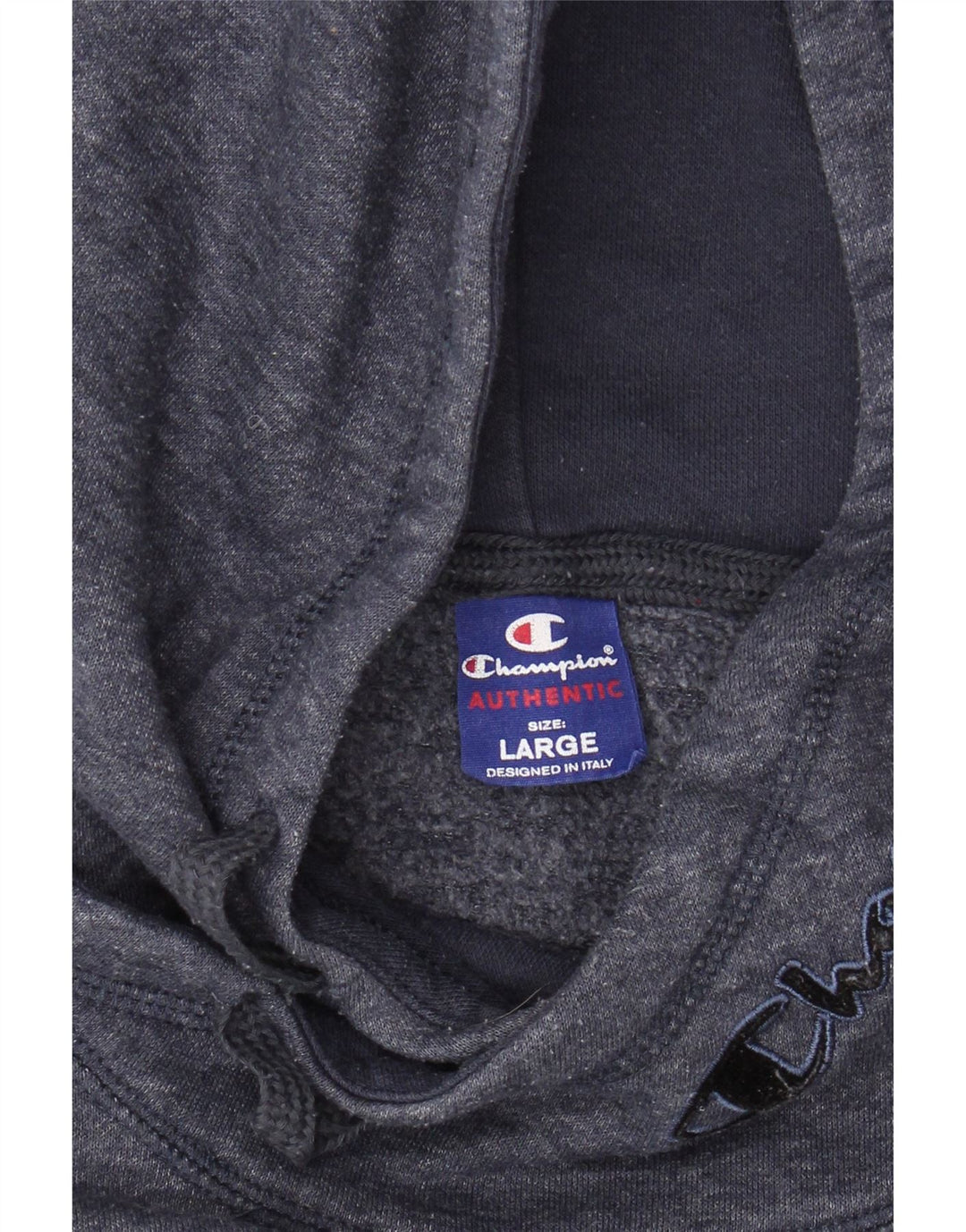 CHAMPION Grafisk hættetrøje til kvinder UK 16 Large Navy Blue