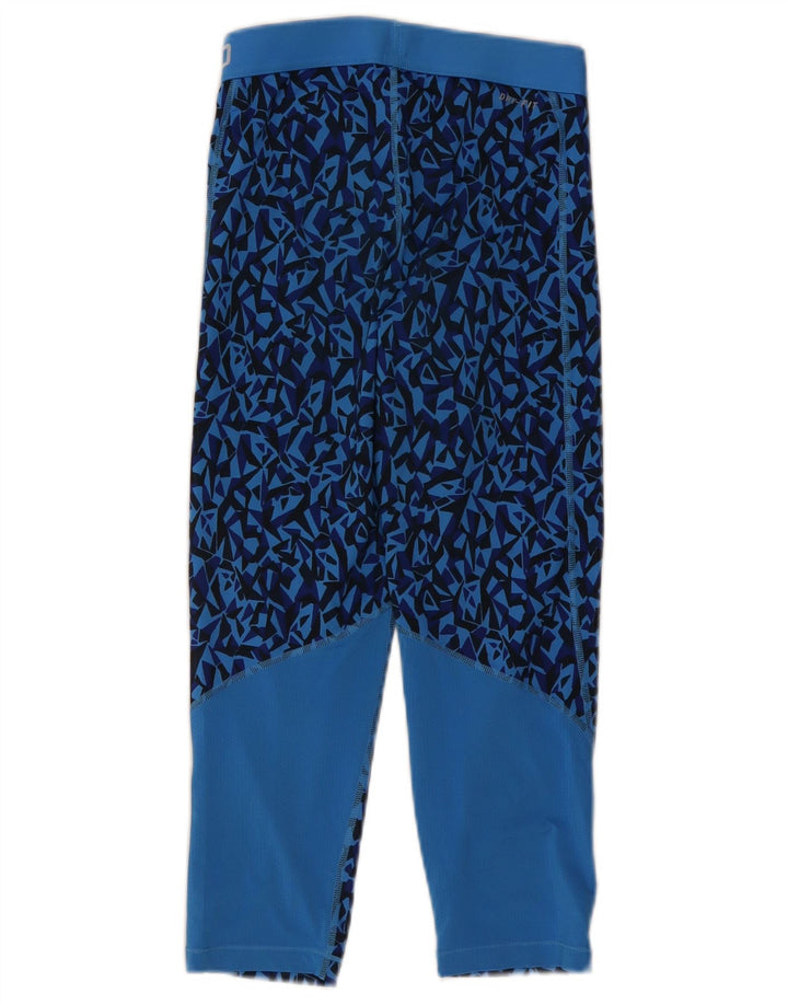 Nike Dame Capri Leggings UK 8 Small Blue Geometric Polyester