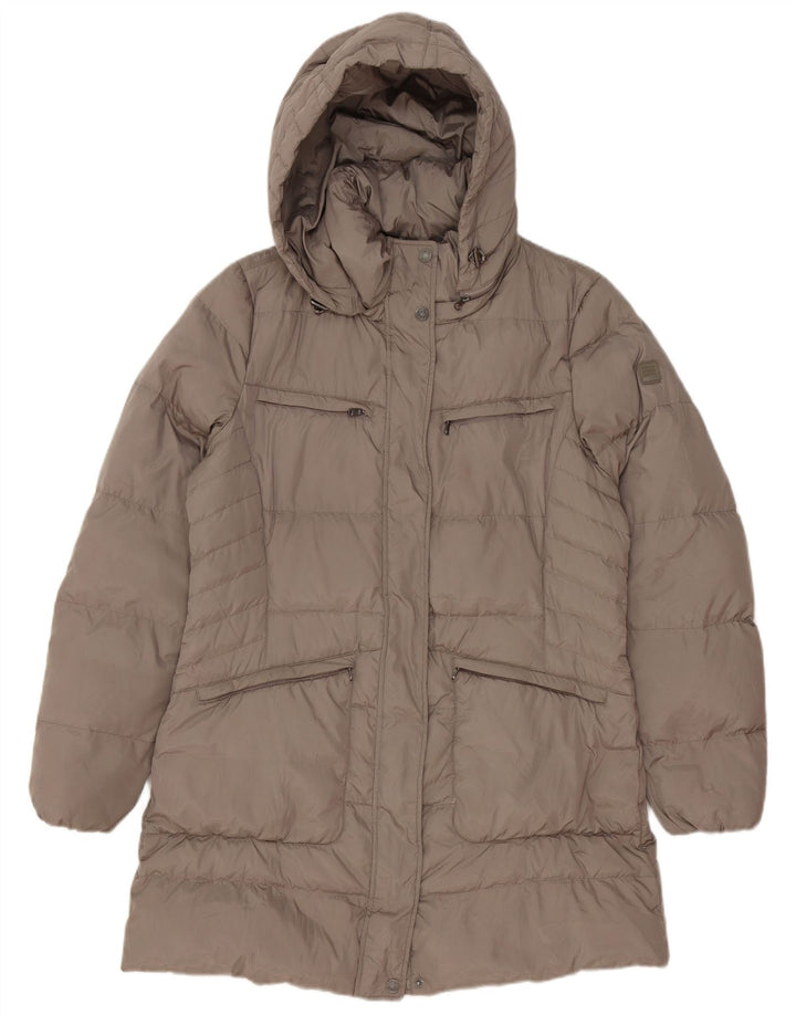 Geox Polstret frakke med hætte til kvinder UK 12 medium brun polyester