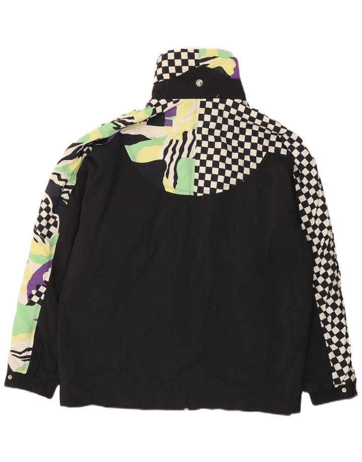 Sergio Tacchini Dame Oversized Windbreaker Jacket IT 46 Large Black Check