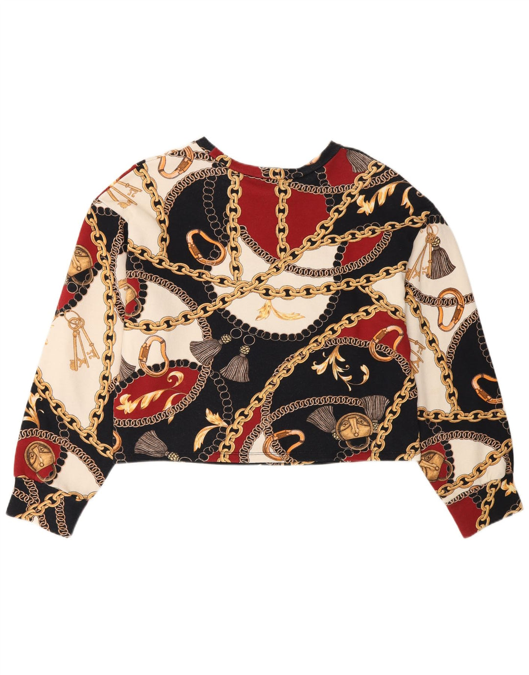 Zara Womens Crop Graphic Sweatshirt Jumper UK 10 Small Multicolored