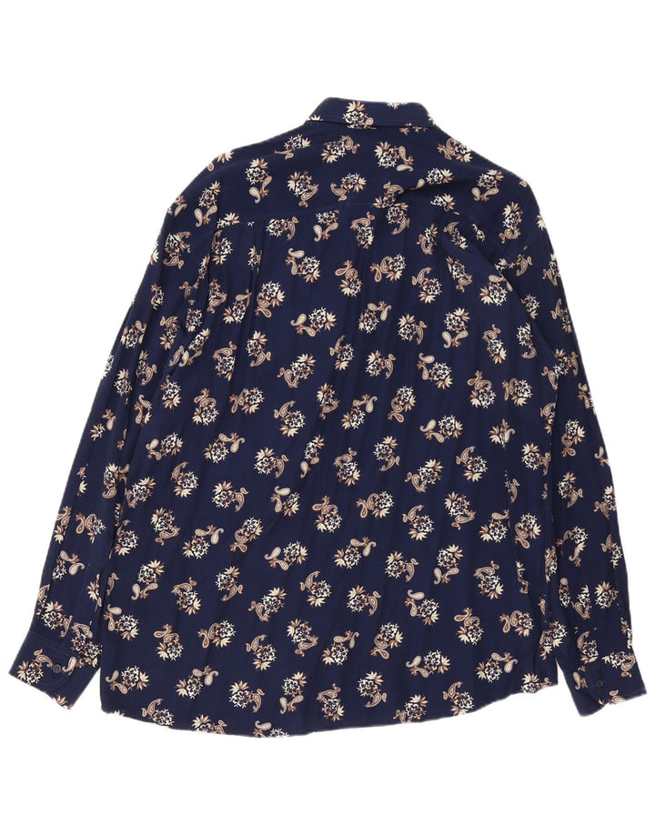 Vintage herreskjorte stor marineblå Paisley Viscose