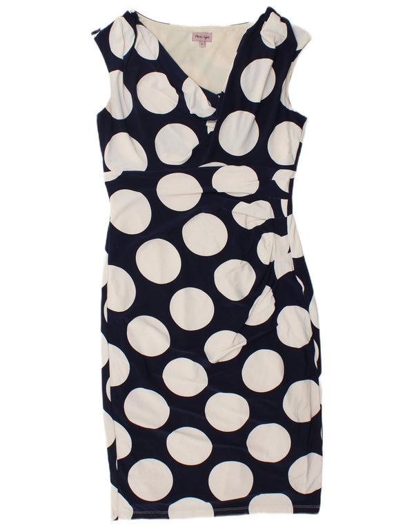 Phase Eight Womens Bodycon Dress UK 12 Medium Navy Blue Polka Dot