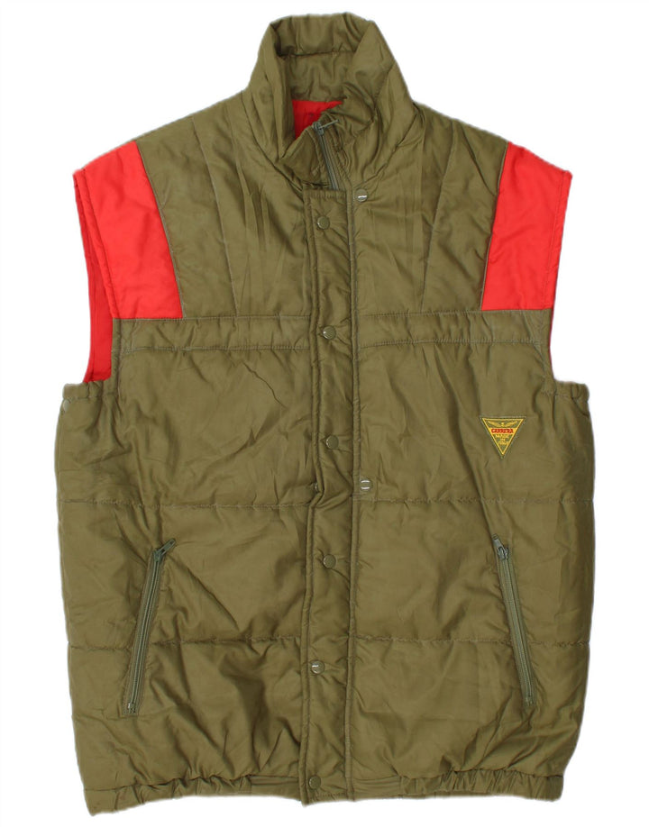 Carrera Herre Polstret Gilet UK 40 Large Khaki Colourblock Polyester