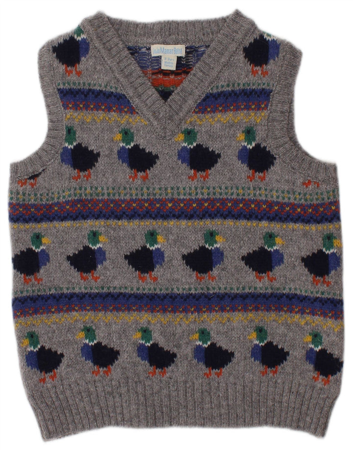 JOJO MAMAN BEBE Drengevest tanktop 2-3 år Grey Fair Isle lammeuld